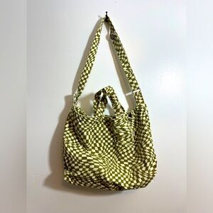 BAGGU Horizontal Duck Bag in Olive Trippy Checker